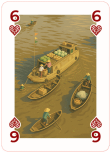 Boats piled high with fruits, vegetables, and goods—these vibrant river markets are a lively symbol of Mekong Delta trade and culture