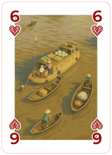 Boats piled high with fruits, vegetables, and goods—these vibrant river markets are a lively symbol of Mekong Delta trade and culture