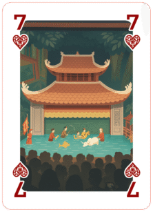 A traditional Vietnamese art form where wooden puppets dance on water, bringing folklore and village life to vibrant, musical motion