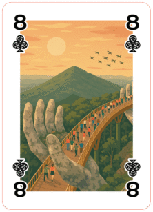Held aloft by giant stone hands, this sky-high walkway offers stunning views—an iconic blend of nature, art, and architecture