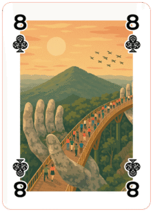 Held aloft by giant stone hands, this sky-high walkway offers stunning views—an iconic blend of nature, art, and architecture