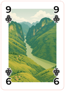 A jade-green ribbon winding through steep limestone gorges—one of the most breathtaking sights along the Hà Giang Loop